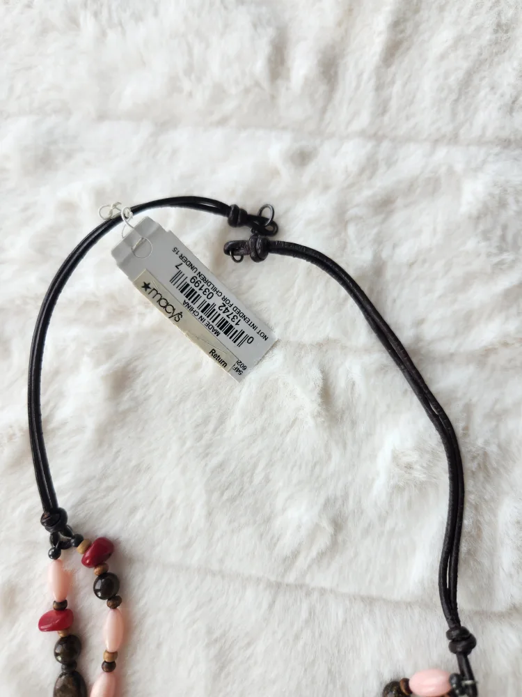 New Beaded Necklace - Pink, Red, Brown image indicator(2)