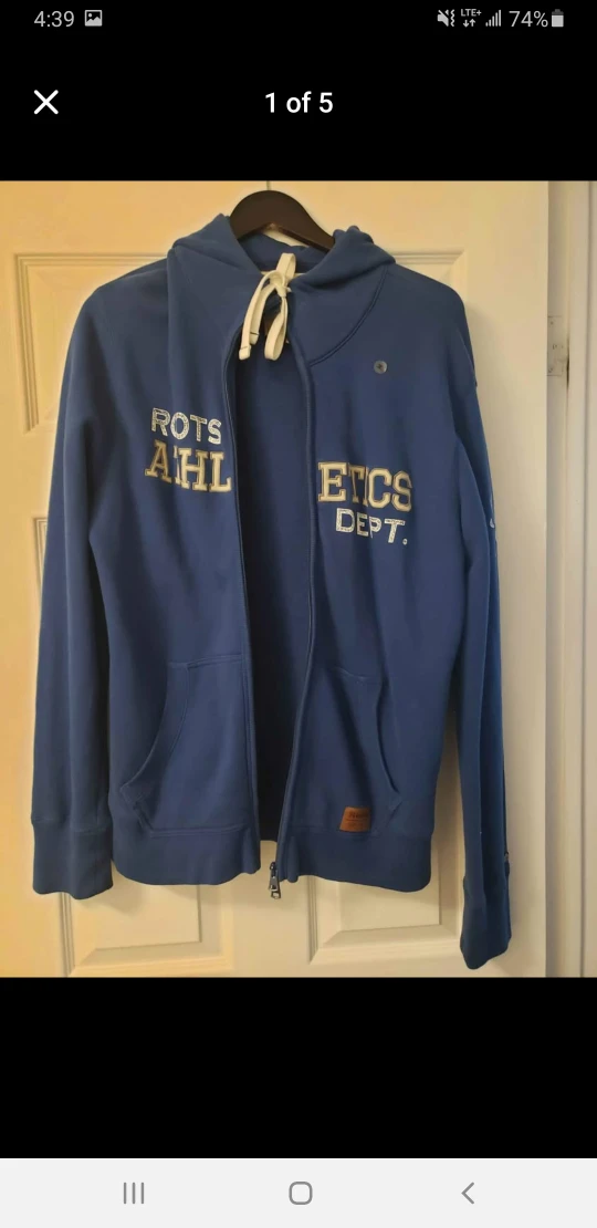 Roots Athletics Dept. Blue Zip-Up Hoodie, M - photo 4