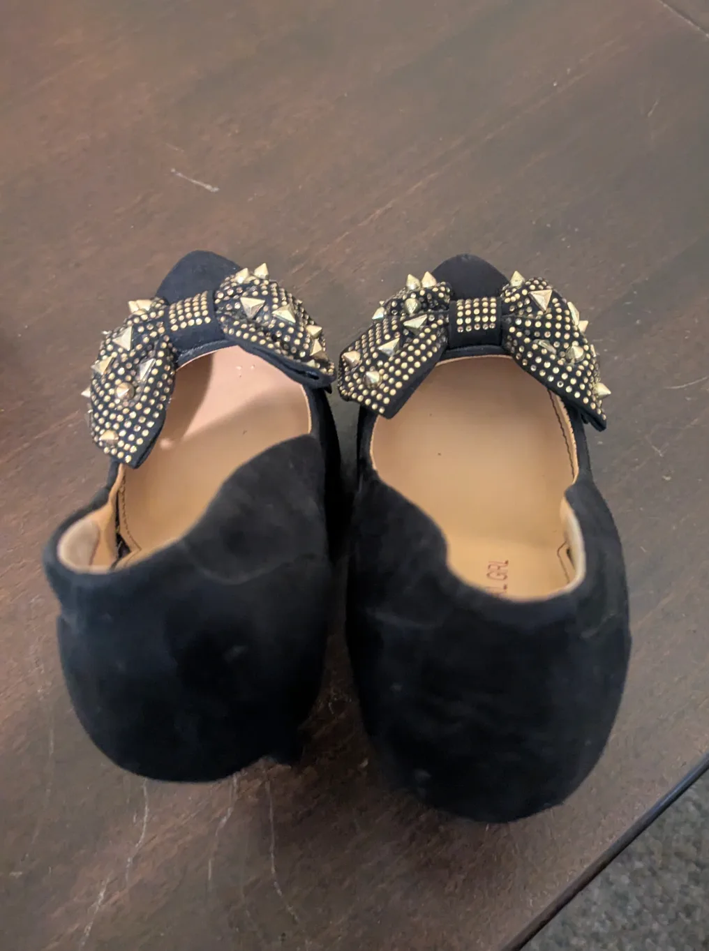 Material Girl Black Heels with Studded Bow image indicator(4)