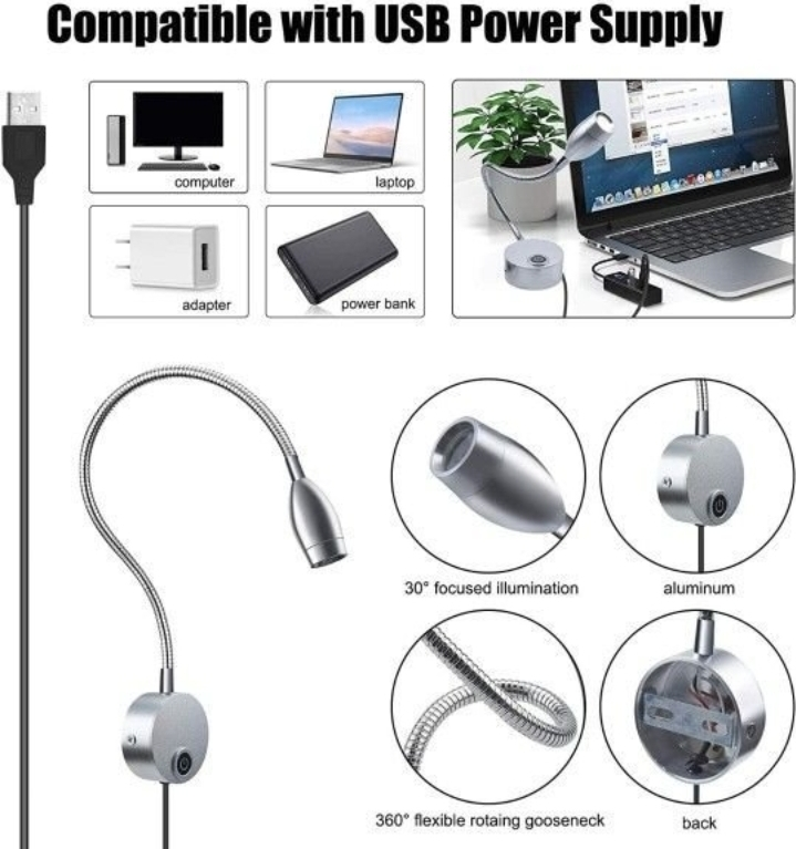 Dimmable Headboard Reading Light - Gooseneck Over Bed Reading - photo 3