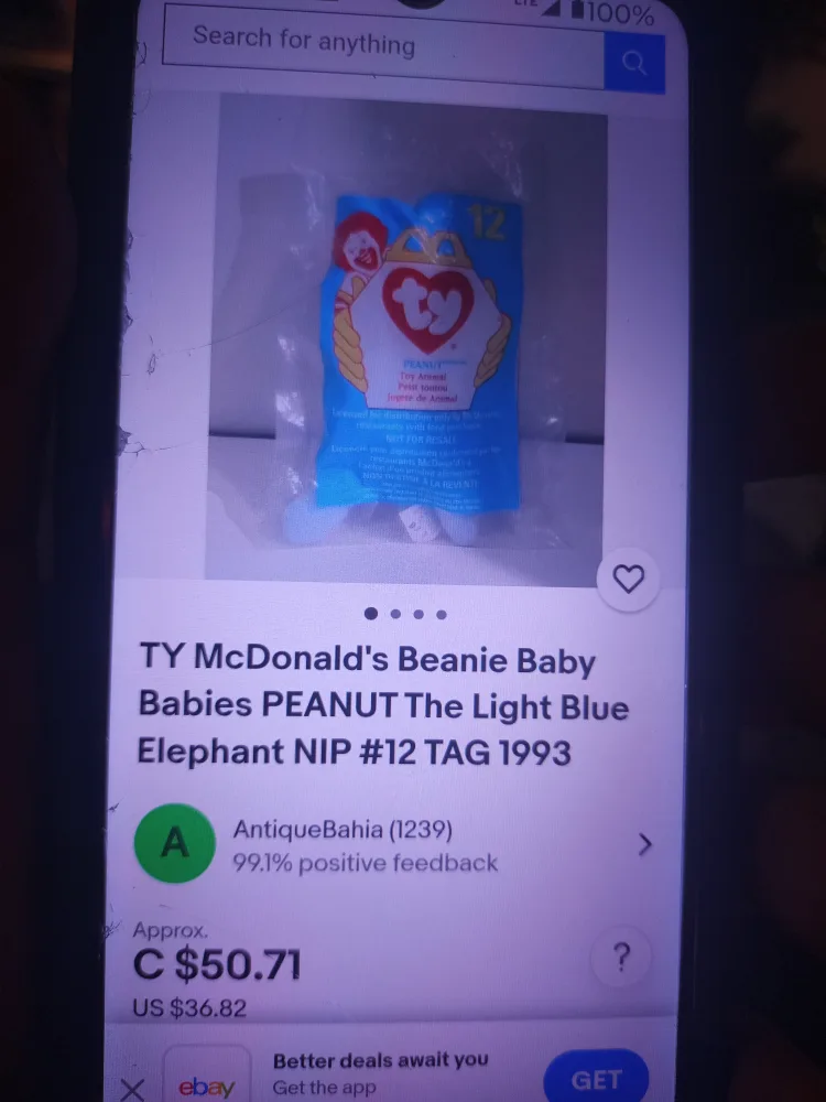 TY McDonald's Beanie Baby PEANUT The Light Blue Elephany #12 image indicator(6)