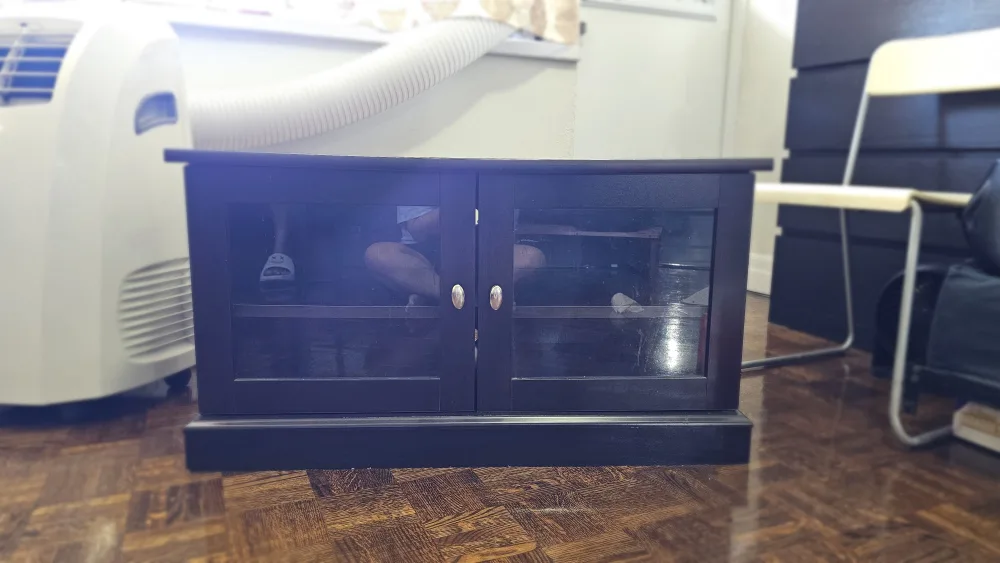 Dark Brown media unit with Glass Doors thumbnail