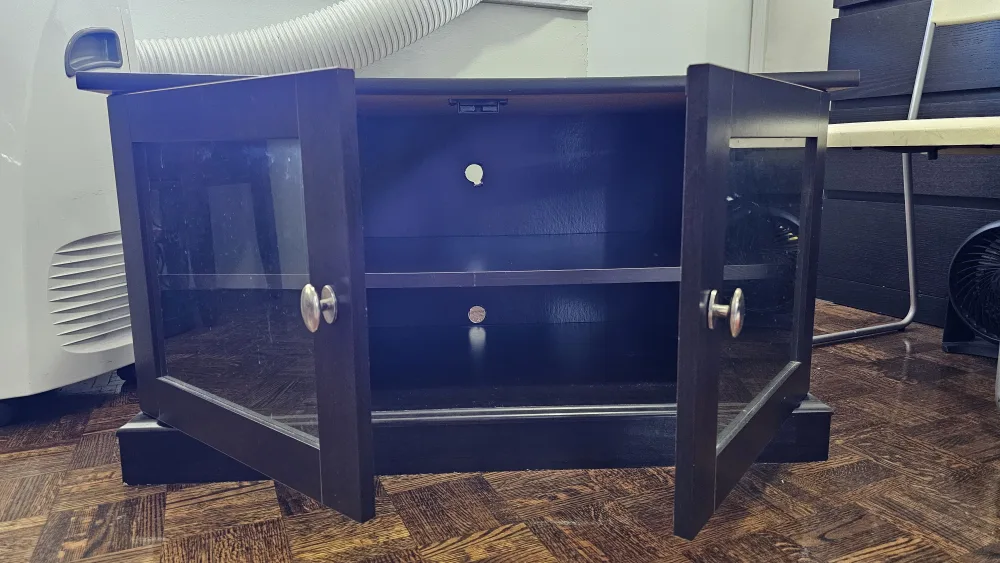 Dark Brown media unit with Glass Doors image indicator(2)