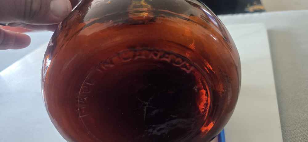 x2 Vintage Amber Glass 1 Gallon Jug - Made in Canada - photo 3