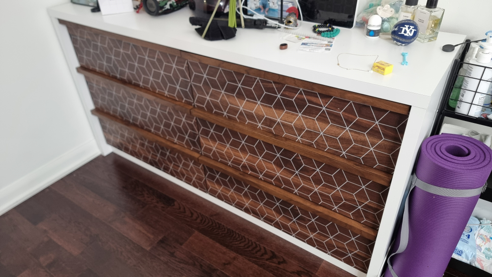White & Wood Patterned 6-Drawer Dresser - photo 3