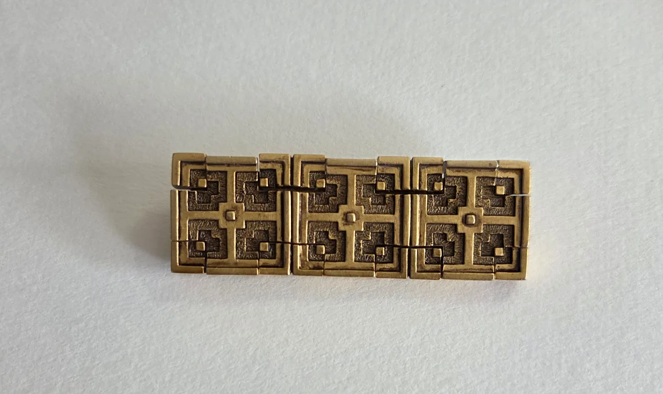 Vintage Gold Tone Brooch - Frank Lloyd Wright Inspired thumbnail