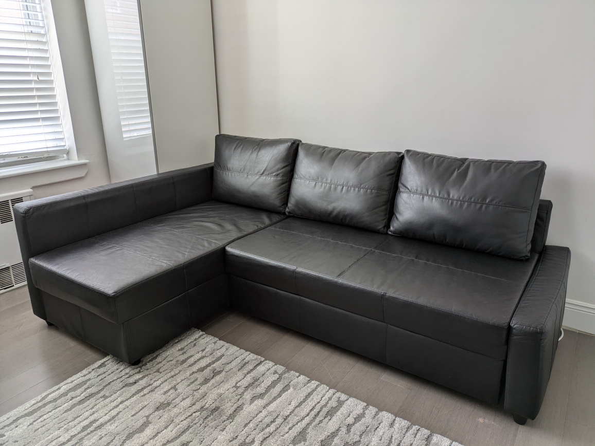 IKEA FRIHETEN Black Sleeper Sectional Sofa with Storage - Queen