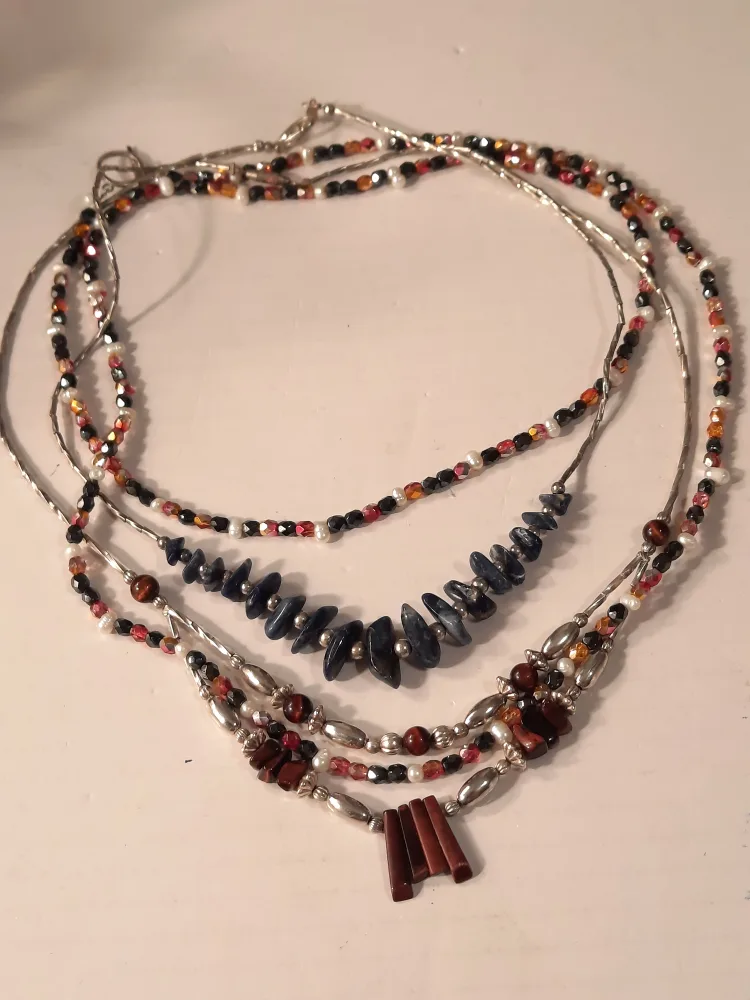 liquid silver sterling silverMulti-Strand Beaded Necklace image indicator(3)