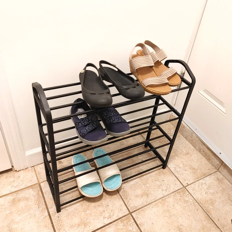 Black Metal 4-Tier Shoe Rack thumbnail