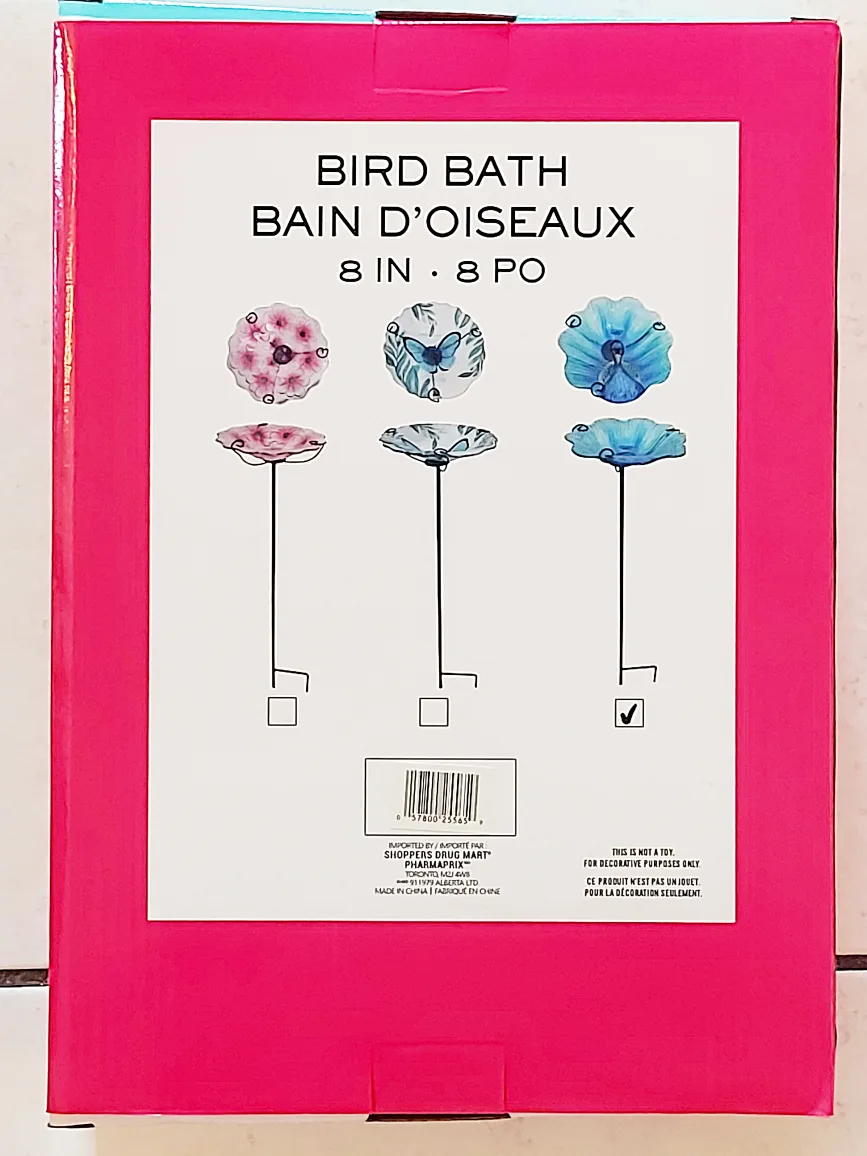 New Glass Blue Peacock Bird Bath image indicator(2)