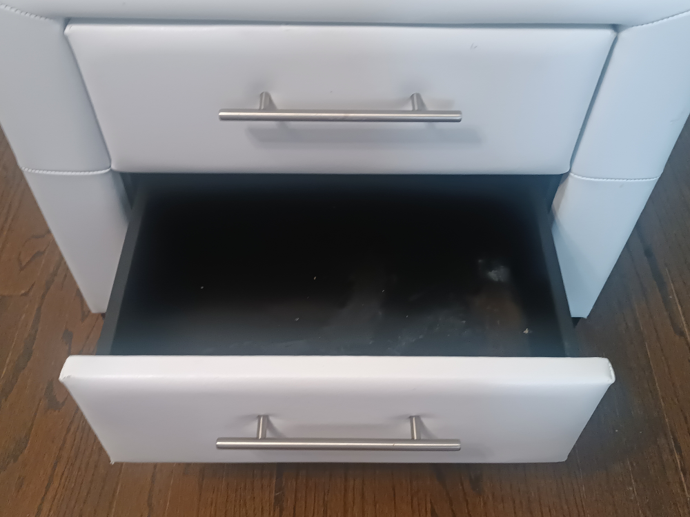 White Faux Leather 2-Drawer Nightstand - photo 3