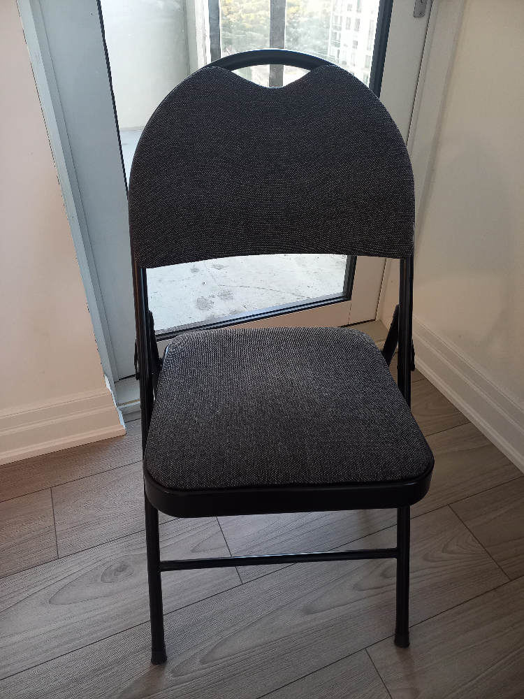 Folding Chair - Black Frame, Grey Fabric - photo 3
