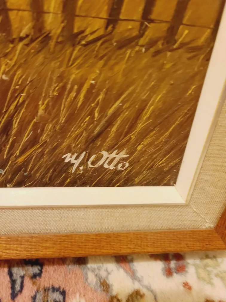 Original M Otto Signed Canvas Oil Painting Rustic Barn image indicator(2)