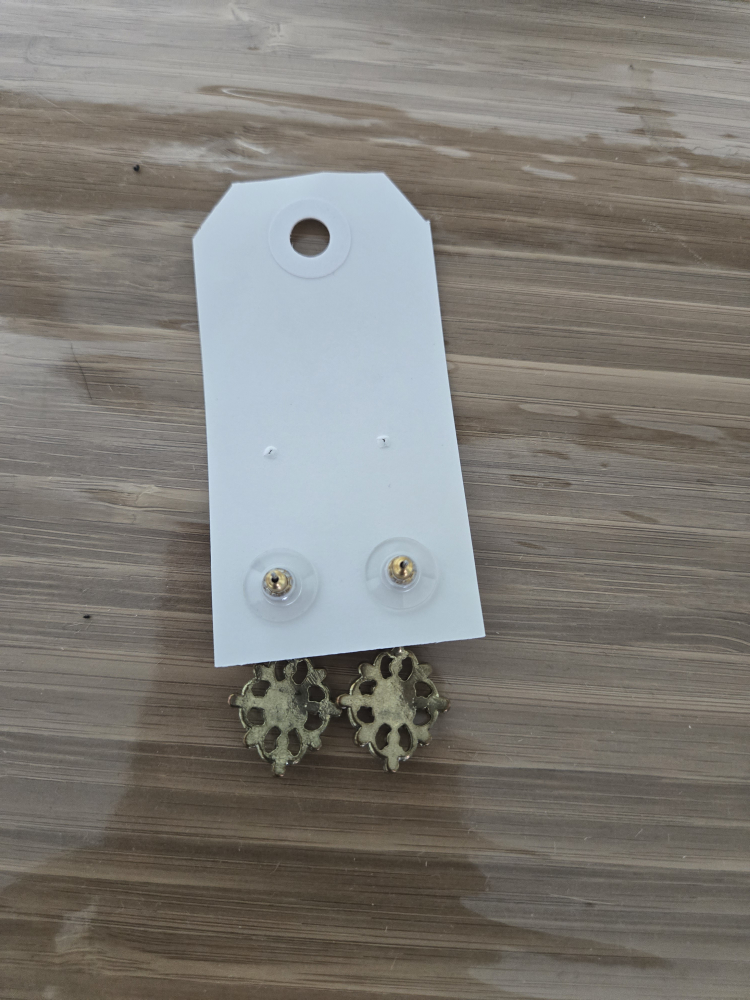 Drop Earrings - Blue & Green Floral Design - photo 2