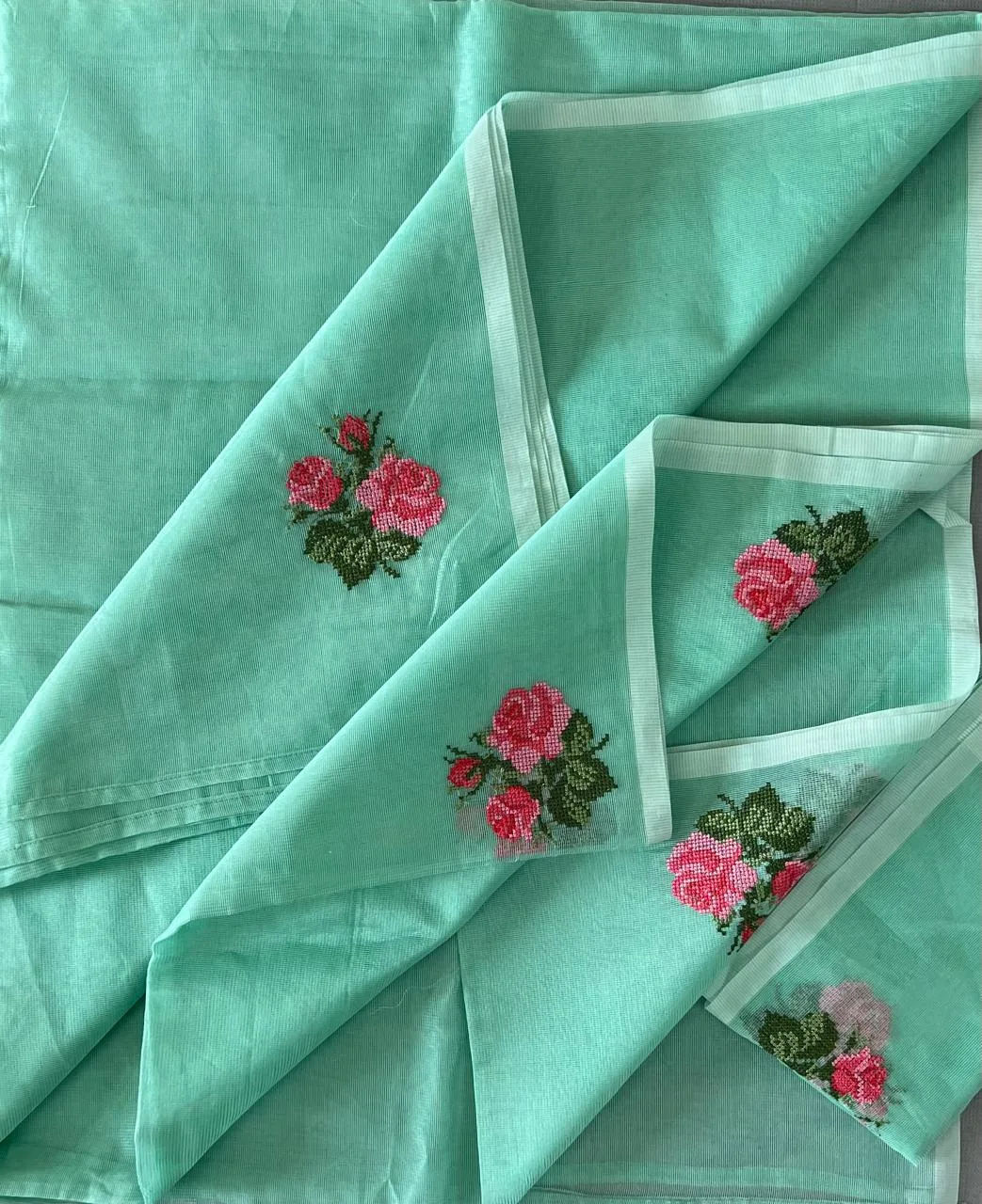 Floral Embroidered Tablecloth Set and Indian dress image indicator(3)