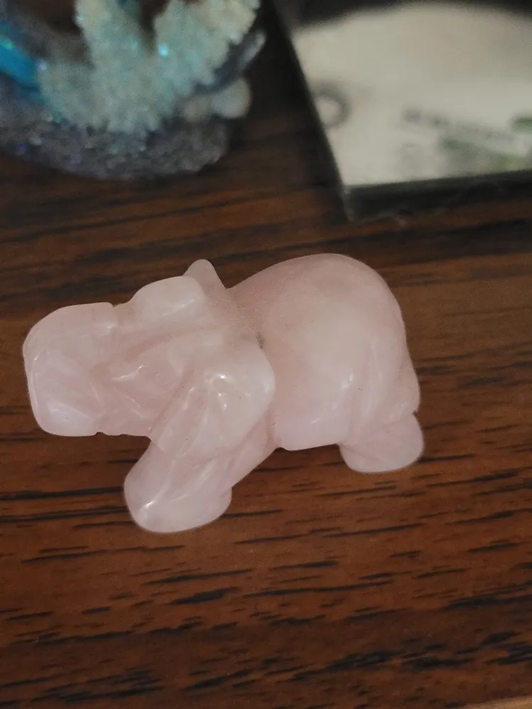 Rose Quartz Small Elephant Carving thumbnail