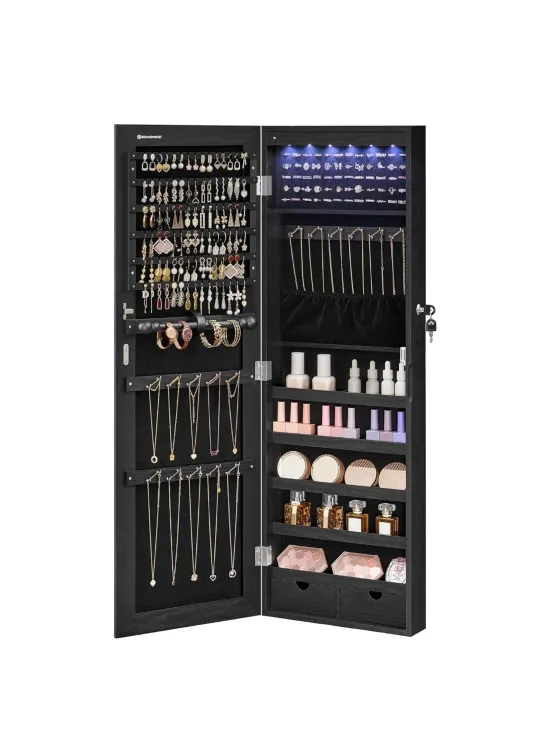SONGMICS Jewelry Cabinet with Full-Length Mirror - Black thumbnail