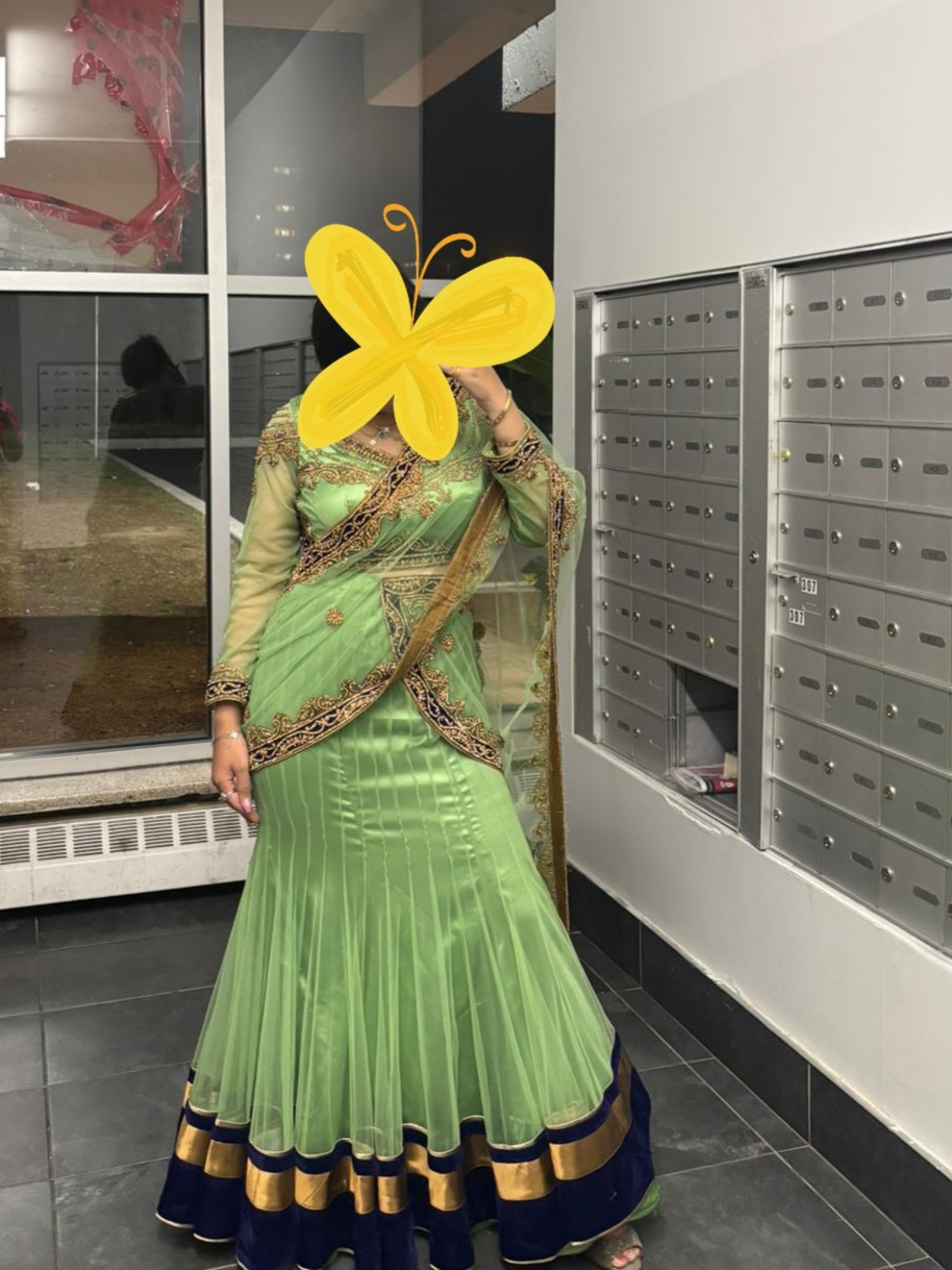 Green Choli & Lehenga Saree Set  - photo 2