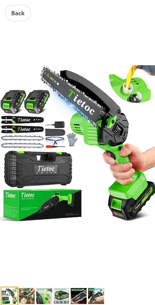 Tietoc Electric Chainsaw 6 Inch w/ 2 Batteries thumbnail