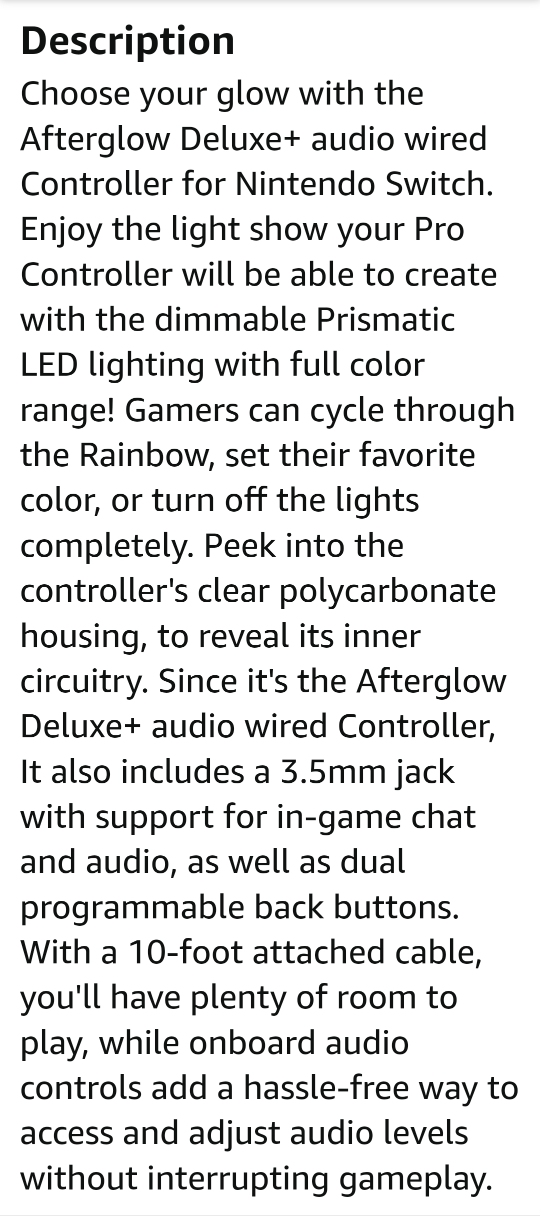 PDP Afterglow Deluxe+ Audio Wired Controller for Nintendo Switch - photo 5