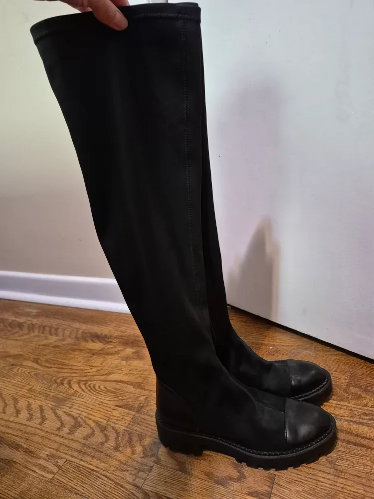Zara Trafaluc Black Over-the-Knee Boots - Size 38 thumbnail
