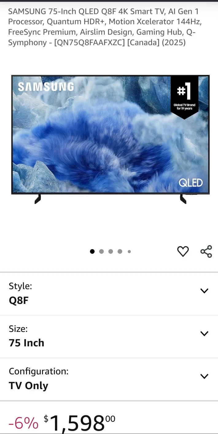 New Samsung 75-inch QLED Q8F (2025 model) 4K Smart TV image indicator(2)