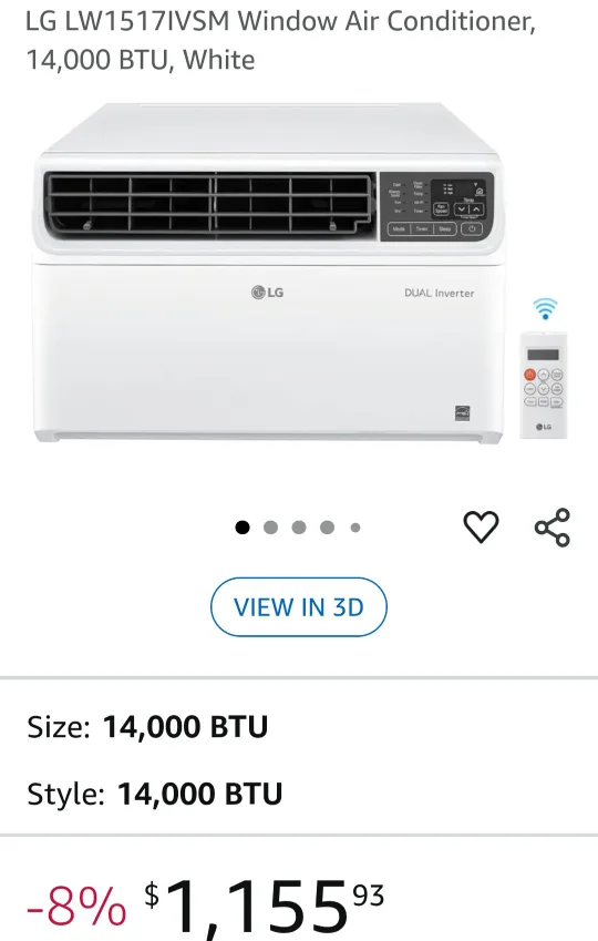 LG LW1522IVSM Window Air Conditioner - 14,000 BTU thumbnail
