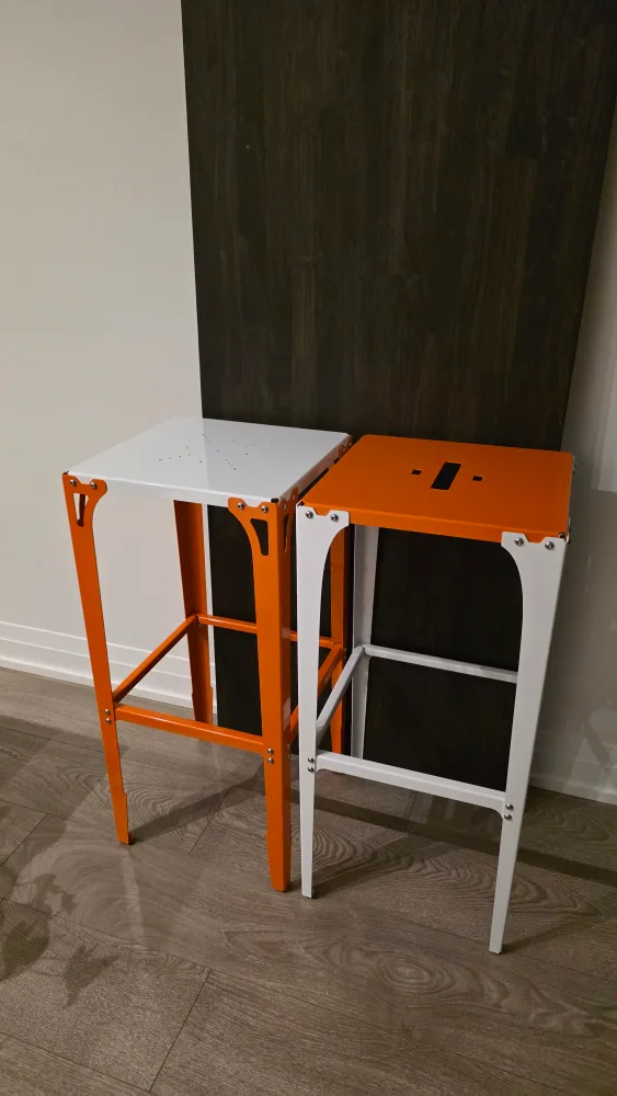 Orange & White Metal Bar Stools - Set of 2 thumbnail
