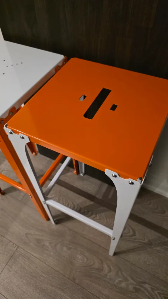 Orange & White Metal Bar Stools - Set of 2 image indicator(3)