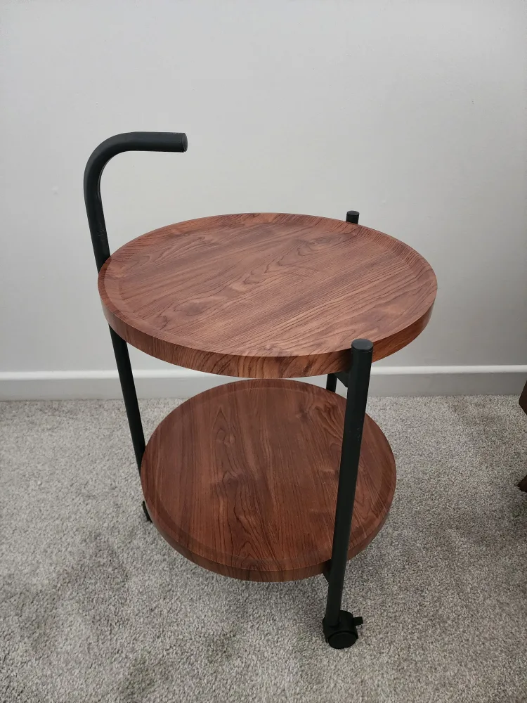 2-Tier Round Side Table with roller - Brand New thumbnail