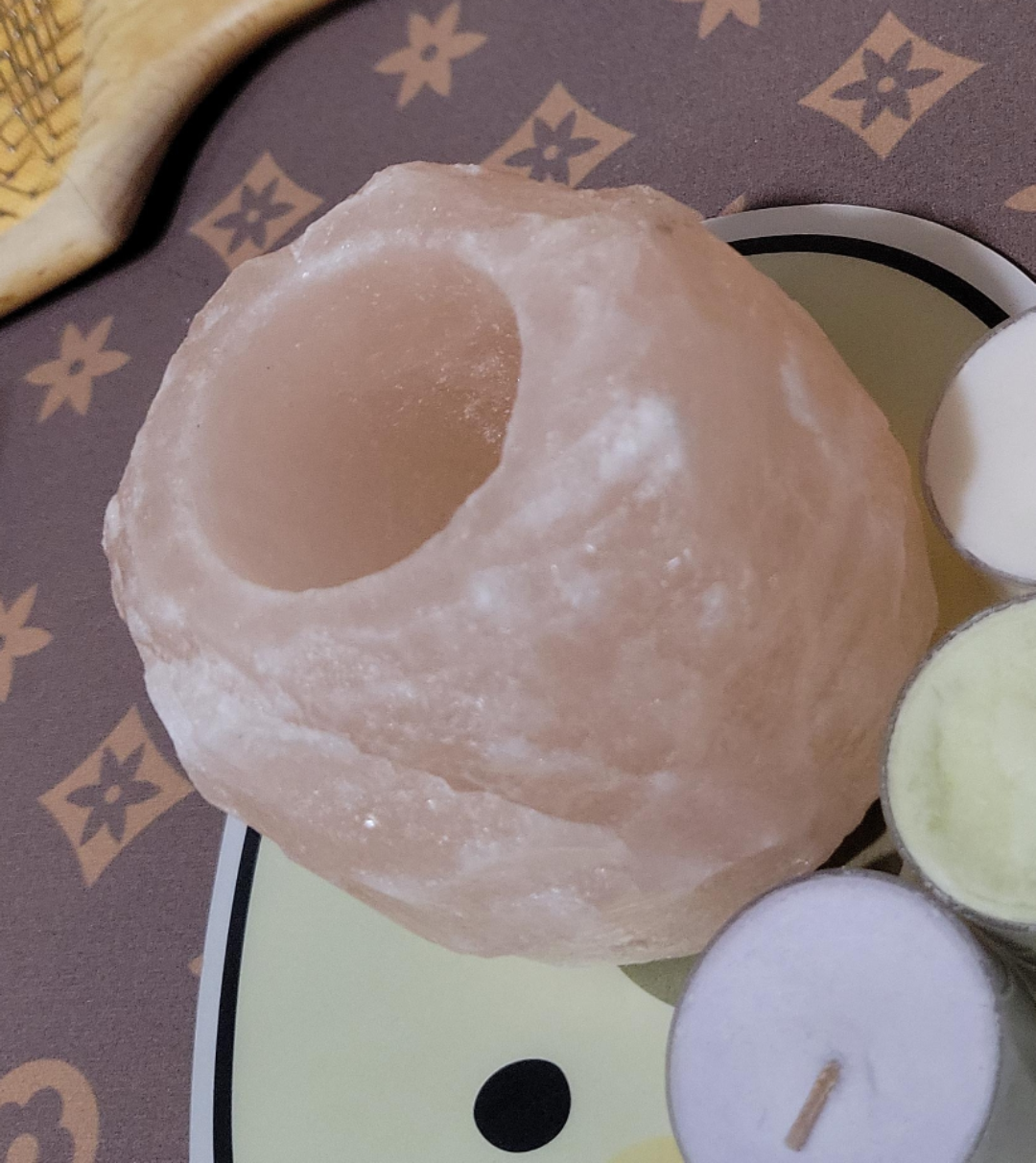 Salt Candle Holder & Candles