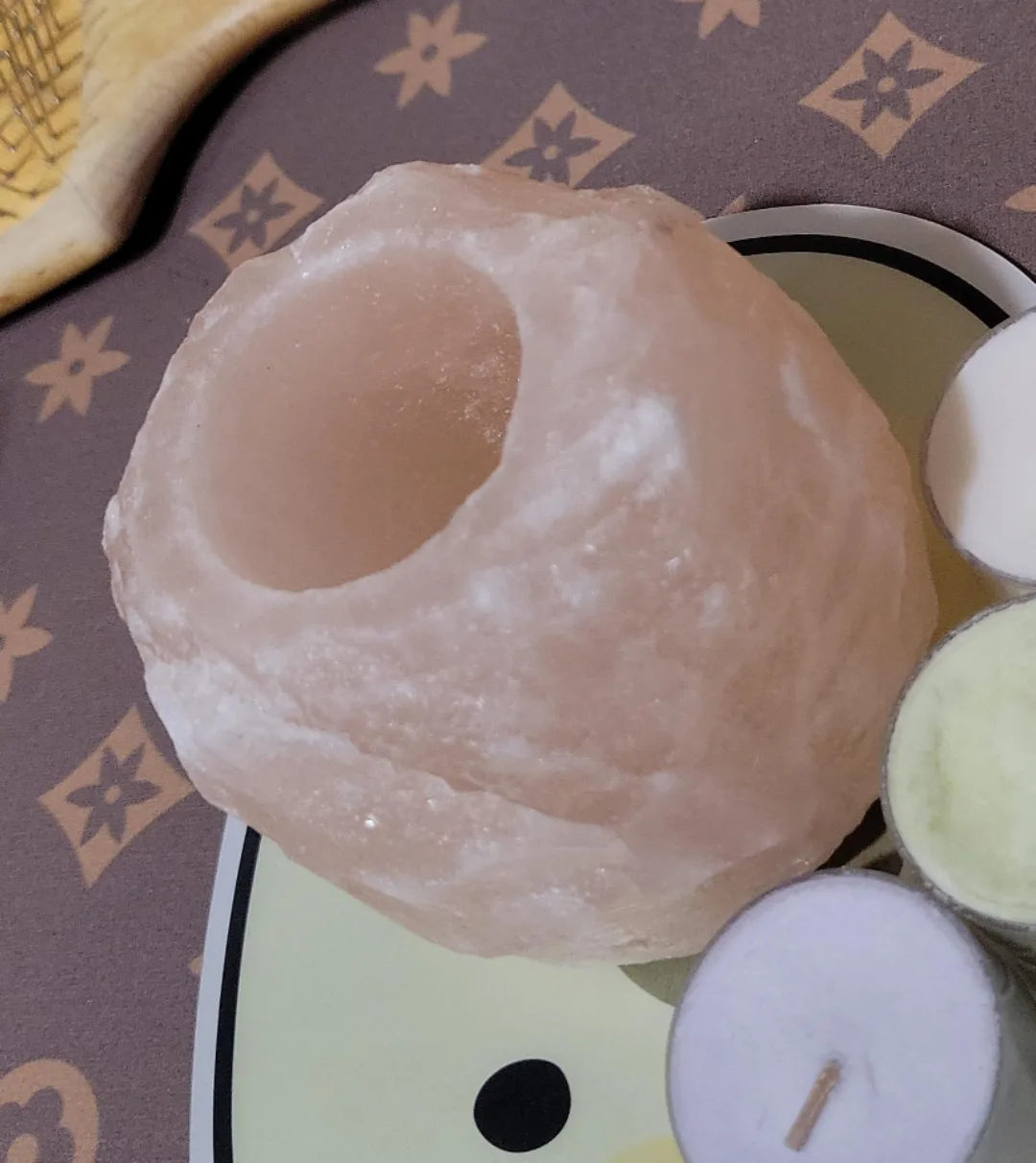 Salt Candle Holder & Candles