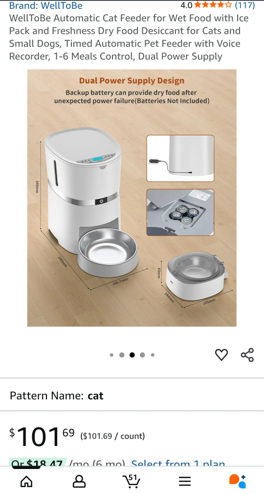 WelltoBe Automatic Cat Feeder - Dual Power - photo 4