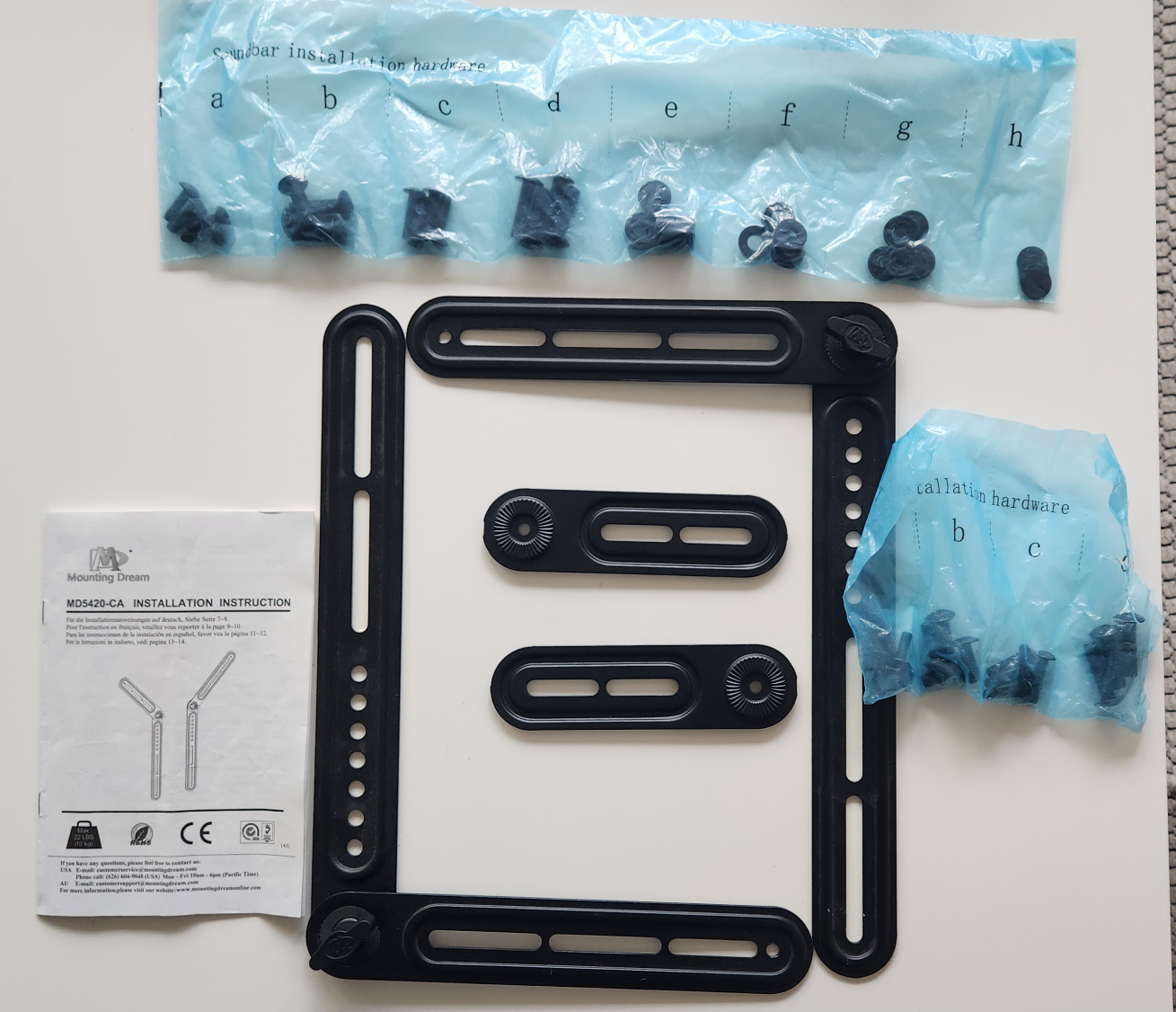 Adjustable Soundbar to TV Mount Bracket