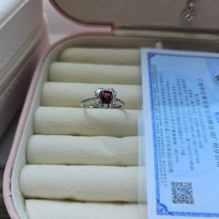 Red Gemstone Ring with 925 Silver thumbnail