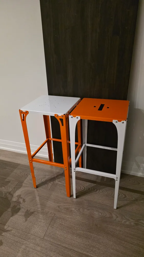 Orange & White Metal Bar Stools - Set of 2 image indicator(4)