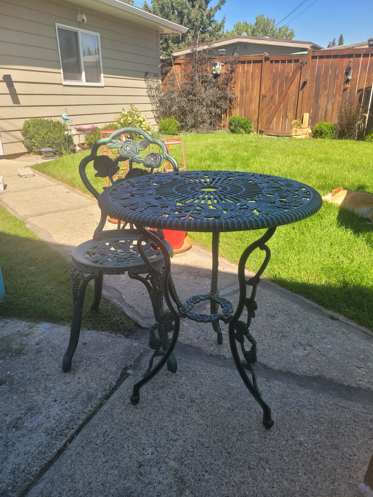 ONE cast iron bistro chair and table