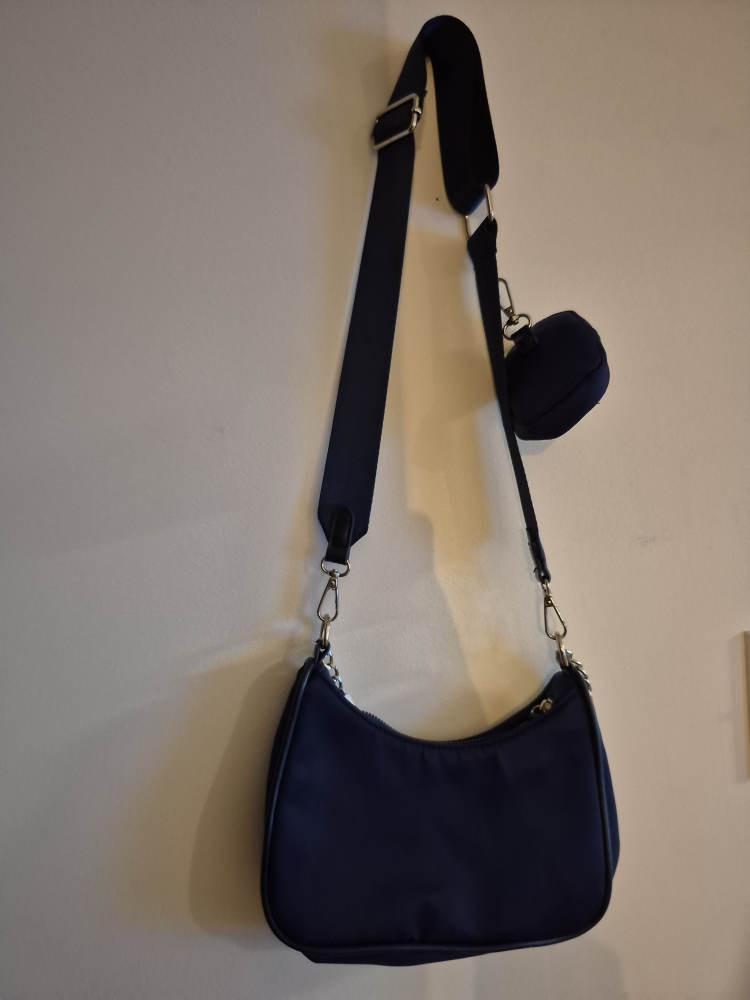 Navy Blue Shoulder Bag with Coin Purse