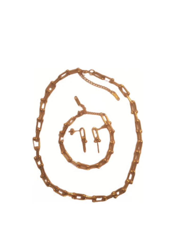 Gold-toned Necklace, Bracelet & Earring Set thumbnail