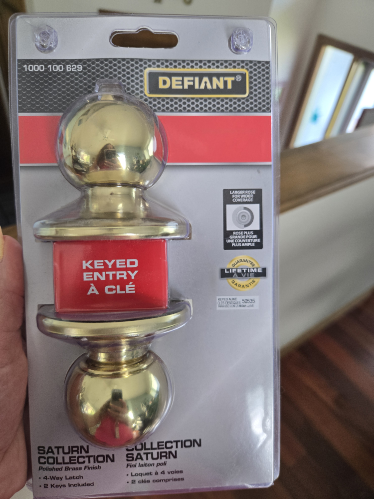 New Defiant Saturn Collection Polished Brass Knob