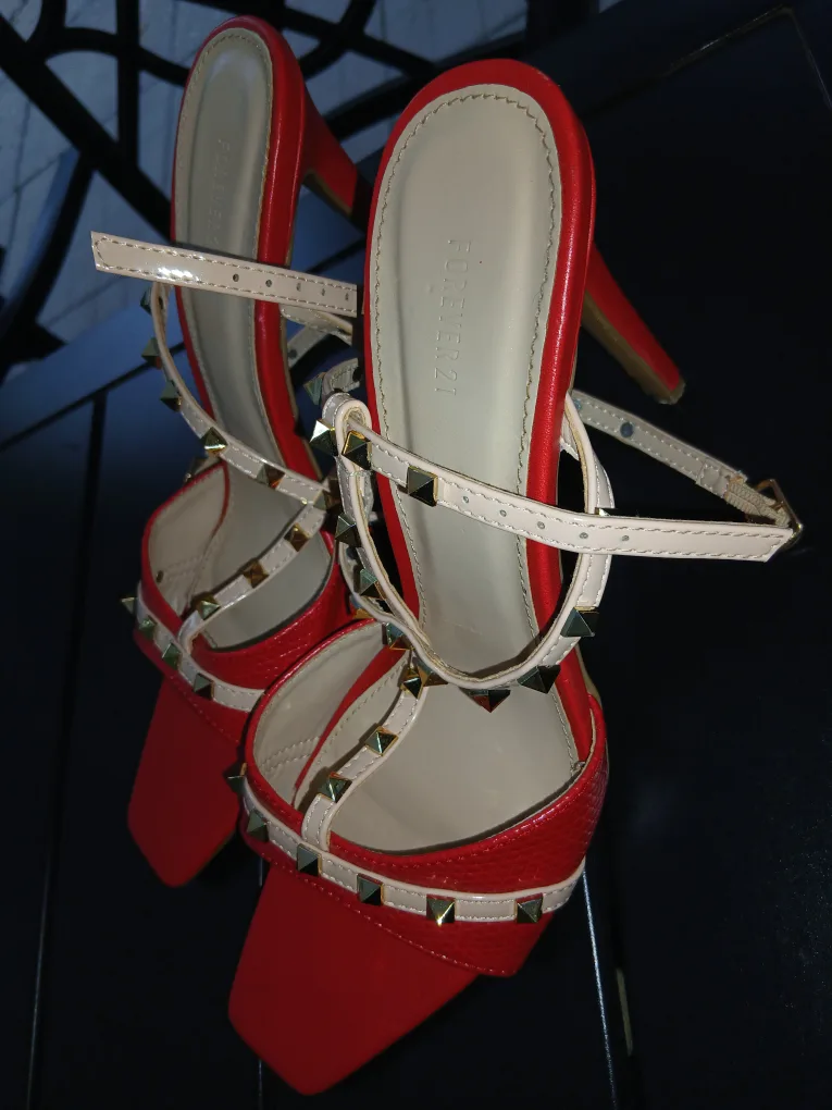 Forever 21 Red Studded Heels - Size 9 thumbnail
