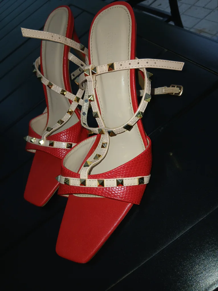 Forever 21 Red Studded Heels - Size 9 image indicator(3)