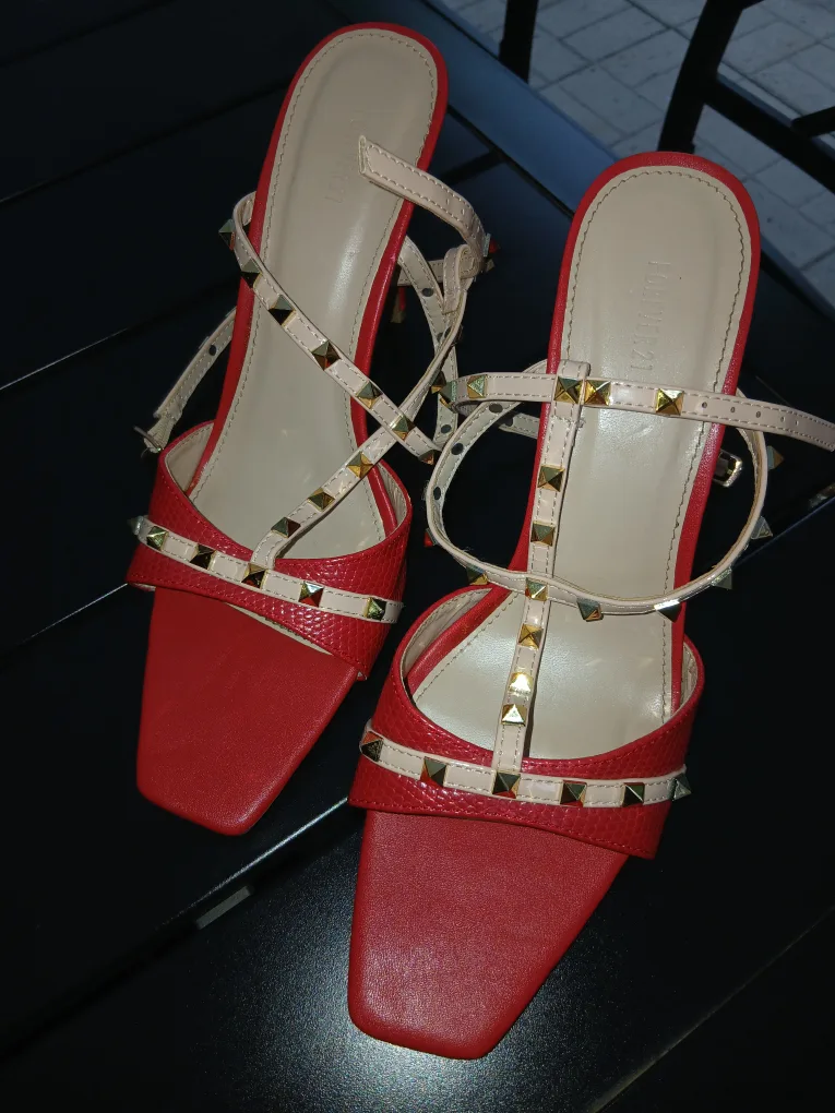 Forever 21 Red Studded Heels - Size 9 image indicator(4)