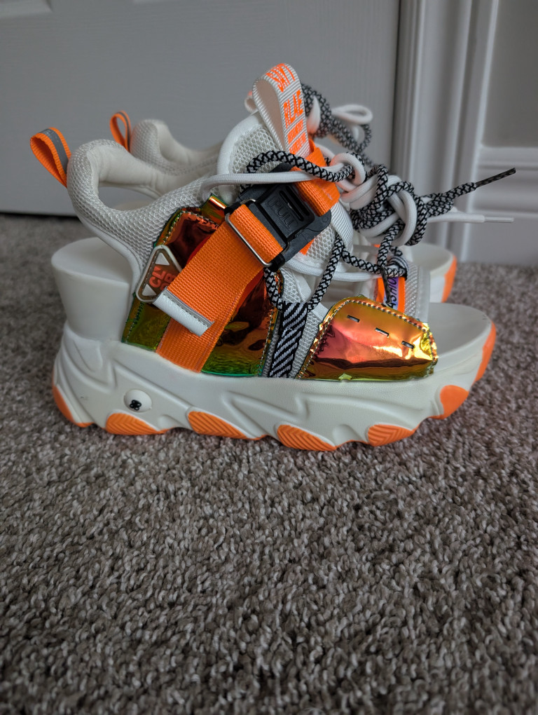 Chunky Platform Sandals - Orange & White - photo 3