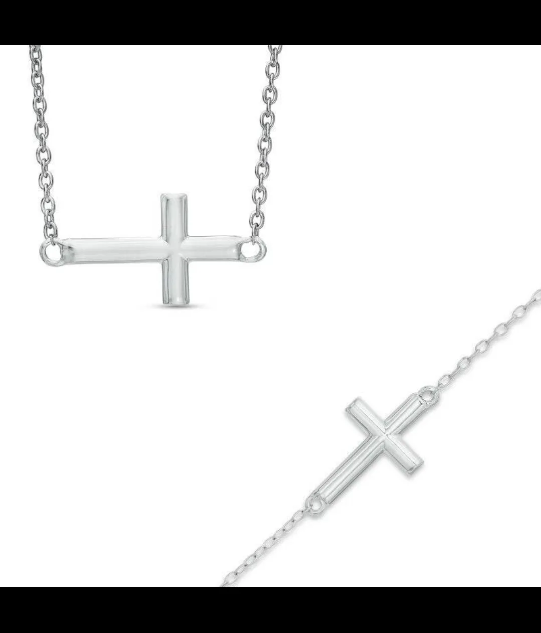 Cross Necklace and Bracelet Set in Sterling Silver (925) thumbnail