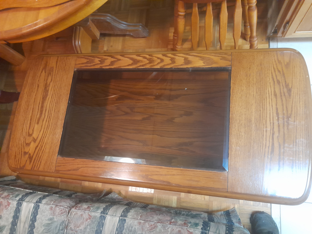 Oak Coffee Table  and 2 side tables with Glass Insert - photo 2