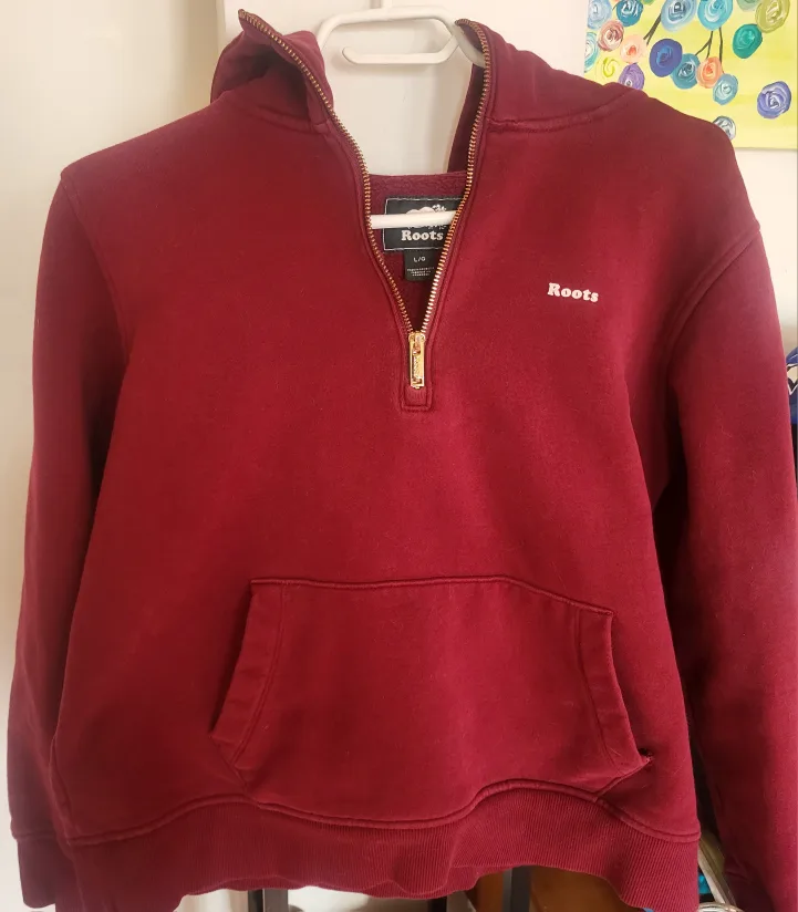Roots Burgundy 1/2 Zip Hoodie - Size L/G thumbnail