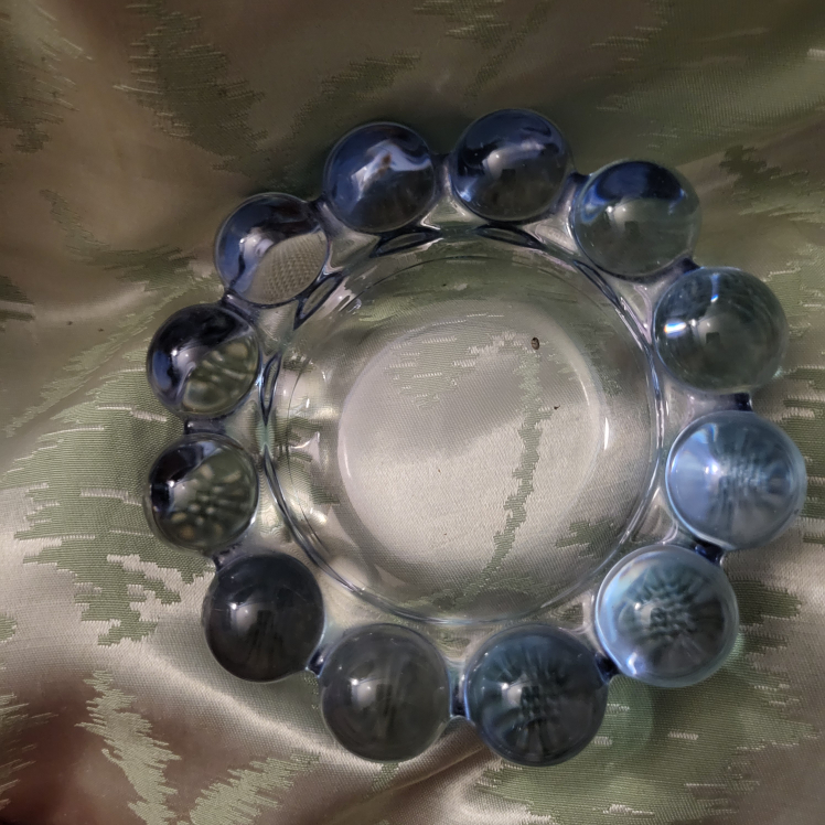 Vintage Blue Glass Ashtray