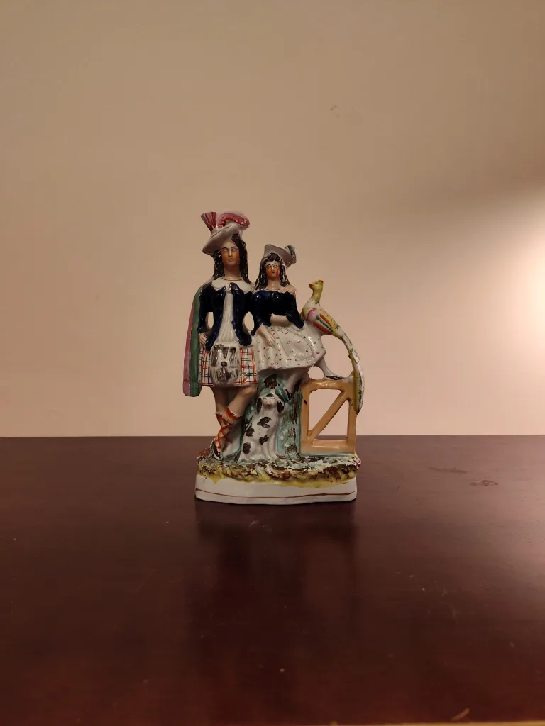 Vintage Porcelain Figurine - Couple with Bird thumbnail