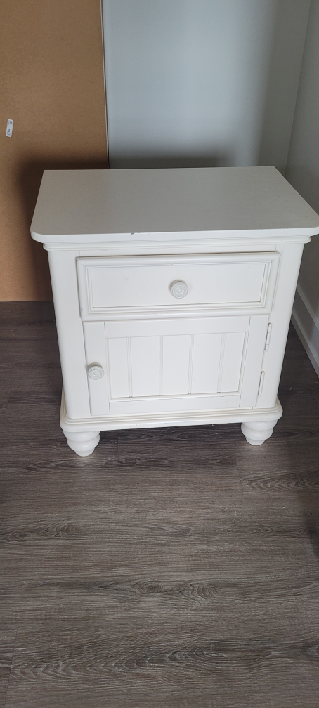 White Wooden Nightstand with Door